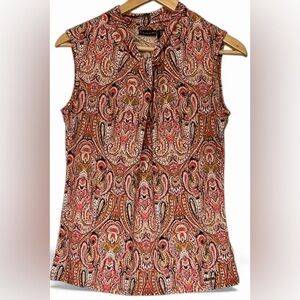 NWT TAHARI WOMAN SLEEVELESS BEAUTIFUL DESIGN BEAUTIFUL COLORS BLOUSE SMALL